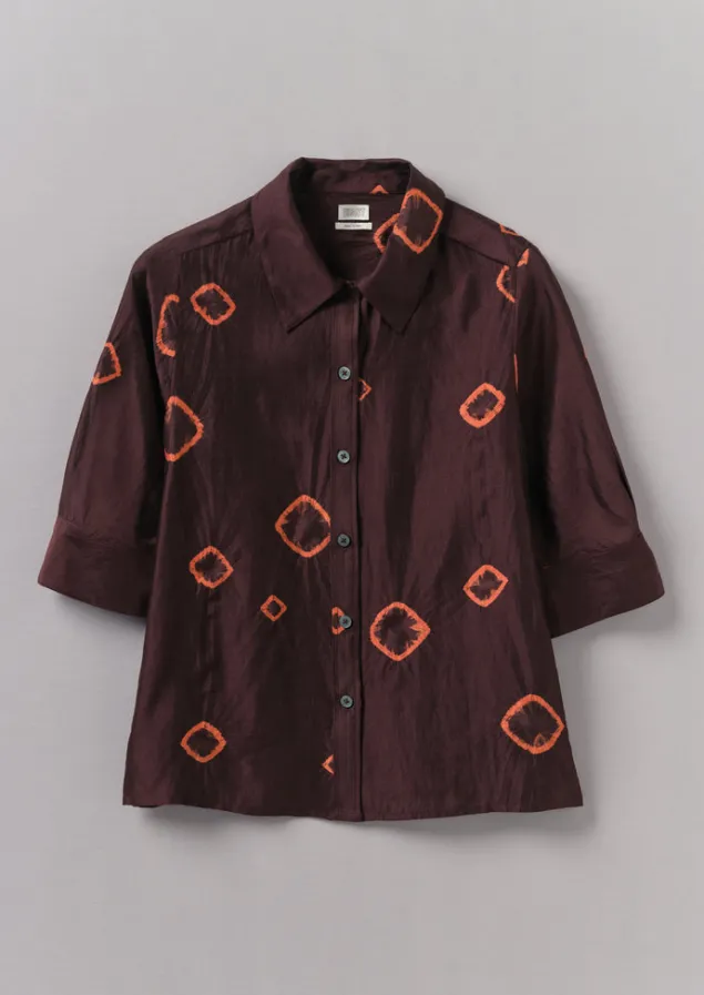 Shirts | Tops & Tees-TOAST Gia Hand Bandhini Silk Shirt Bordeaux/RedCarnelian