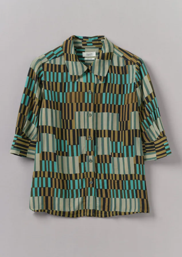 gia_irregular_check_print_shirt_4.webp Shirts | Tops & Tees-TOAST Gia Irregular Check Print Shirt Olive/Mint