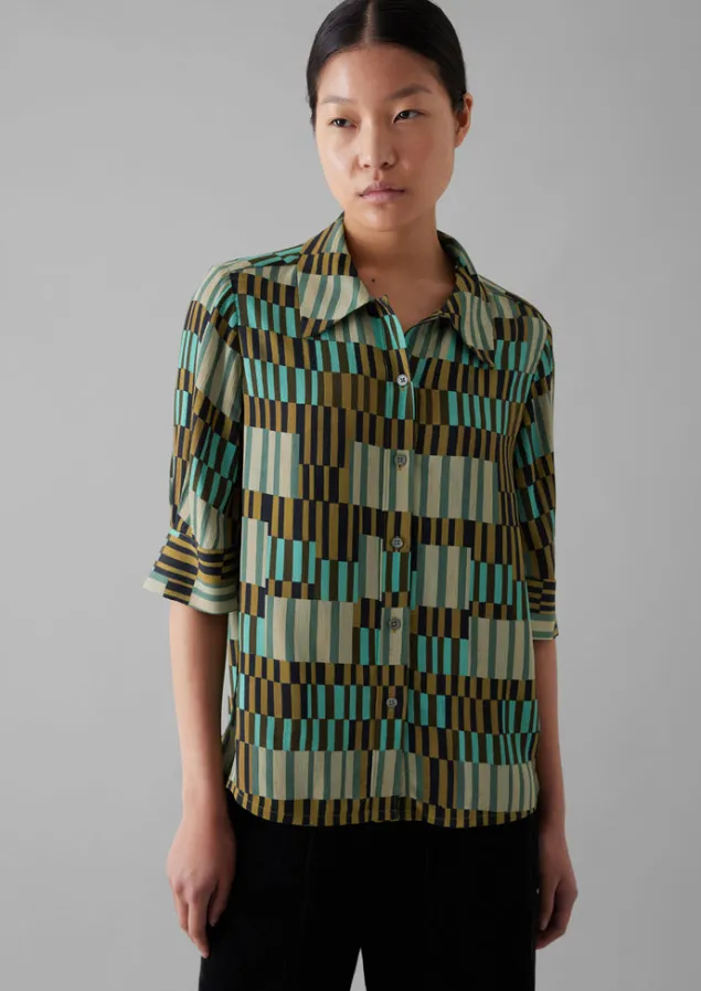 gia_irregular_check_print_shirt_5.webp Shirts | Tops & Tees-TOAST Gia Irregular Check Print Shirt Olive/Mint