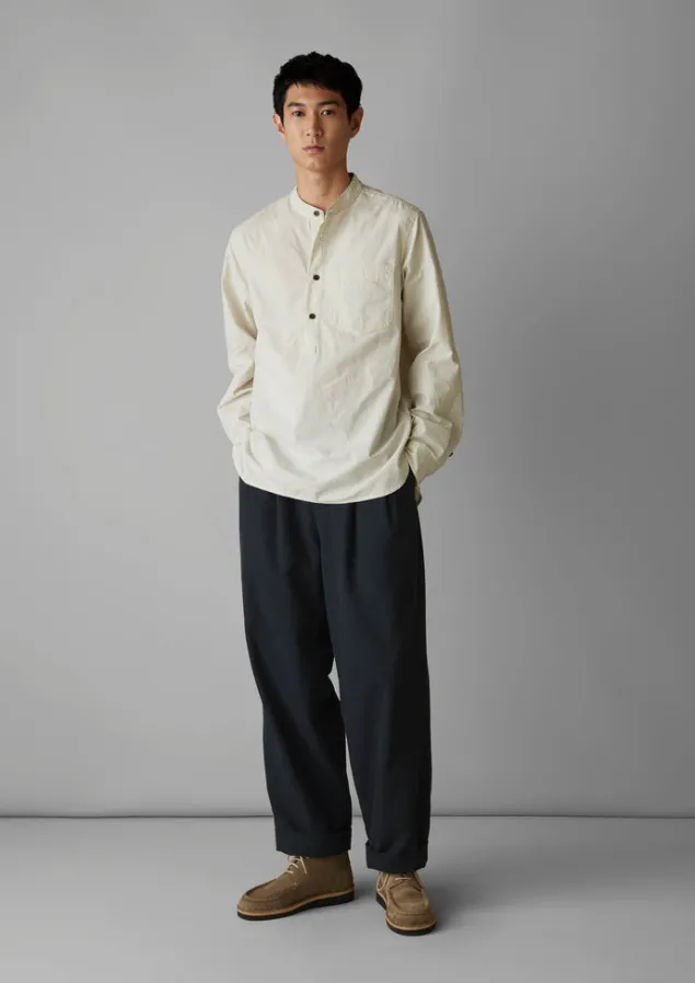 grandad_collar_stripe_pullover_shirt_2.webp Shirts-TOAST Grandad Collar Stripe Pullover Shirt SunwashedBlue