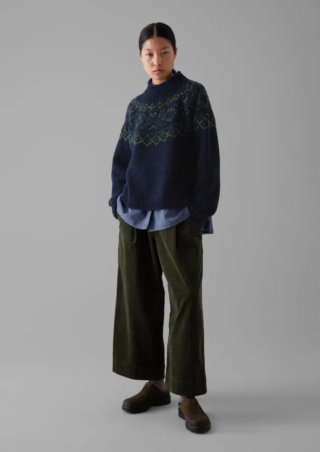graphic_yoke_sweater_2-1.webp Knitwear-TOAST Graphic Yoke Sweater Navy/Green