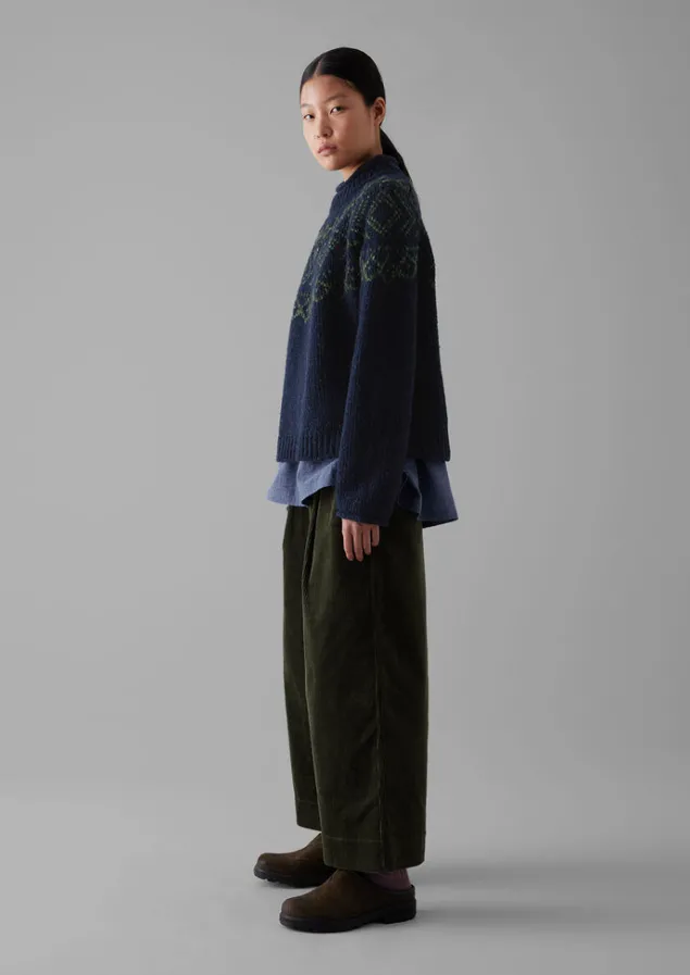 graphic_yoke_sweater_3-1.webp Knitwear-TOAST Graphic Yoke Sweater Navy/Green