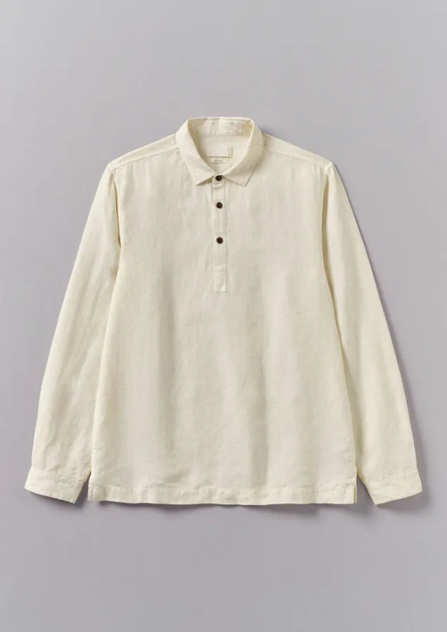 Linen | Shirts-TOAST Half Placket Linen Shirt Parchment