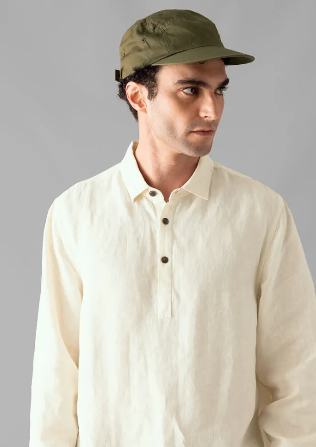 Linen | Shirts-TOAST Half Placket Linen Shirt Parchment