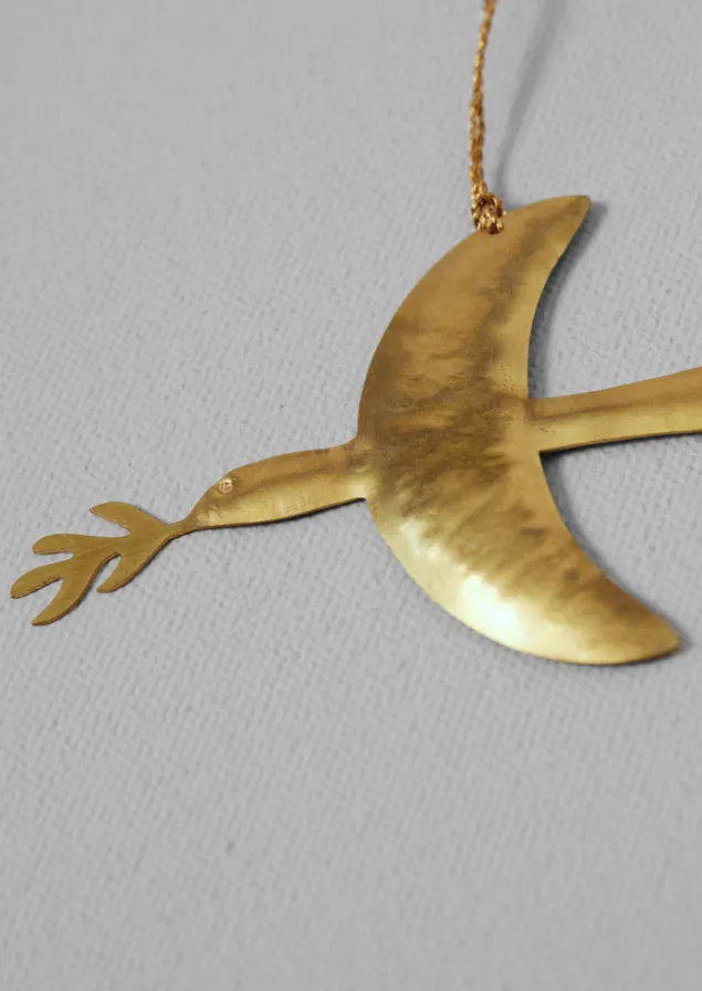 hammered_metal_dove_decoration_4.webp Christmas Decorations-TOAST Hammered Metal Dove Decoration Brass