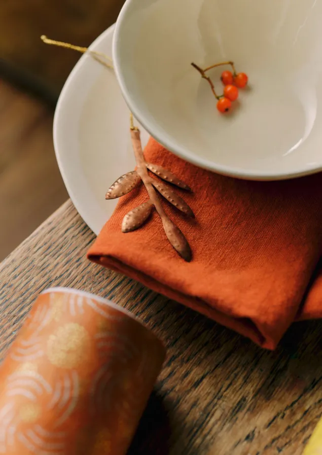 hammered_metal_sprig_decoration_1.webp Christmas Decorations-TOAST Hammered Metal Sprig Decoration Copper