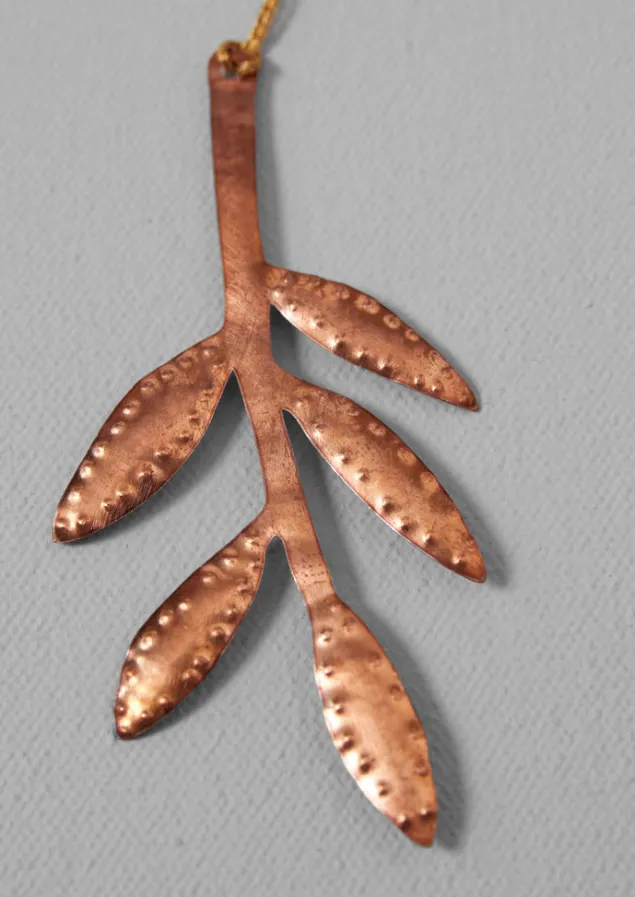 hammered_metal_sprig_decoration_7.webp Christmas Decorations-TOAST Hammered Metal Sprig Decoration Copper