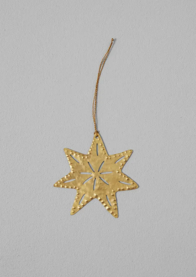 Christmas Decorations-TOAST Hammered Metal Star Decoration Brass