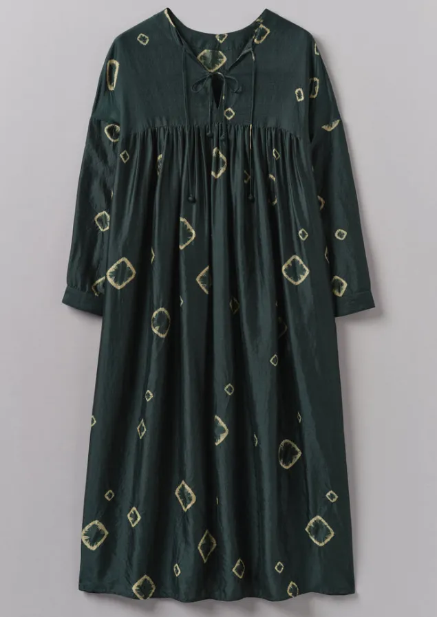 Dresses-TOAST Hand Bandhini Silk Dress OilGreen/LimeGreen