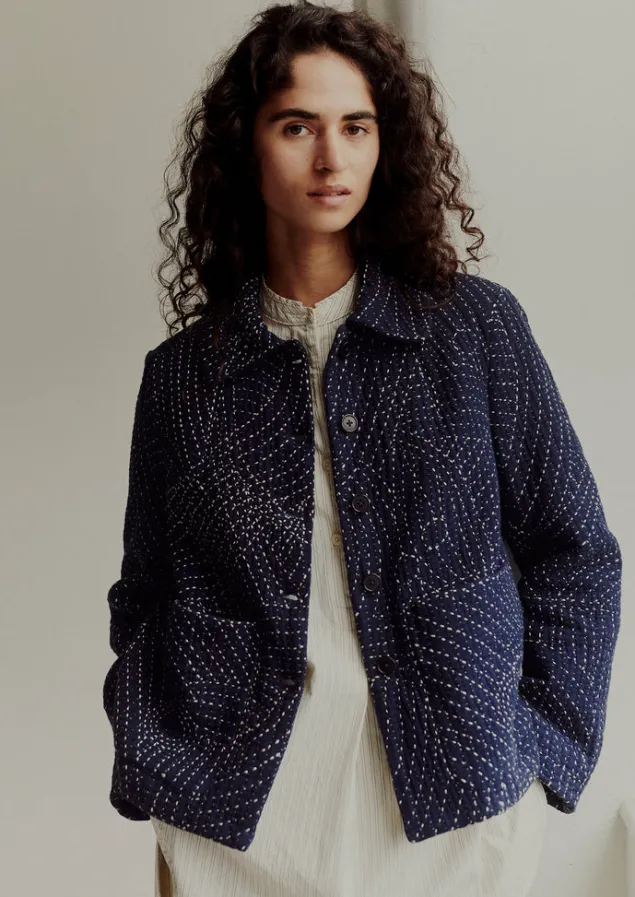 Coats & Jackets-TOAST Hand Embroidered Kantha Jacket Indigo