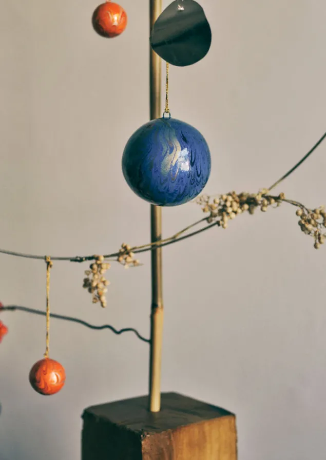 hand_marbled_bauble_1-1.webp Christmas Decorations-TOAST Hand Marbled Bauble RichBlue