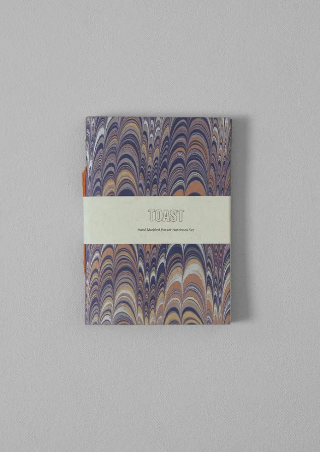 Stationery-TOAST Hand Marbled Pocket Notebook Set Multi