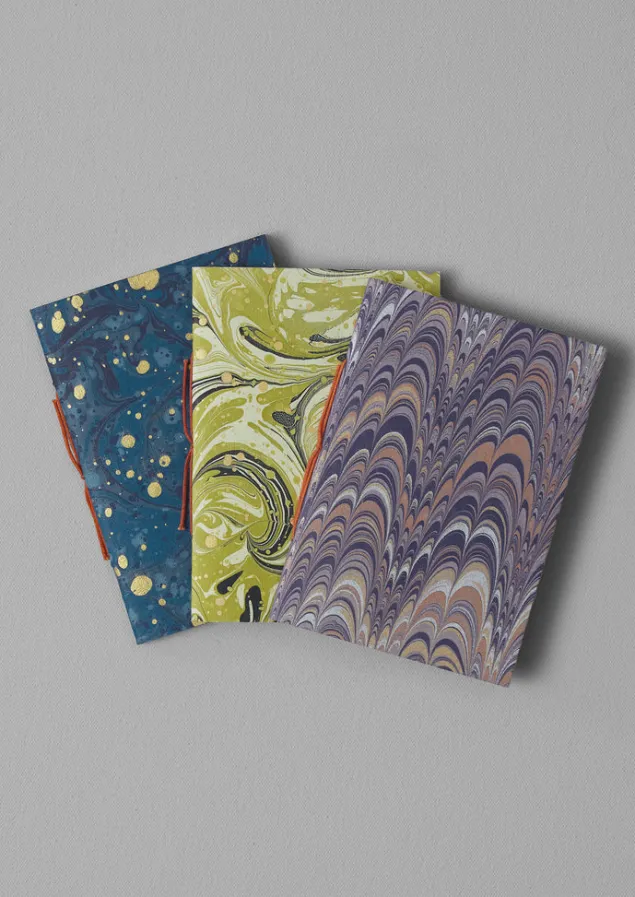 hand_marbled_pocket_notebook_set_3.webp Stationery-TOAST Hand Marbled Pocket Notebook Set Multi