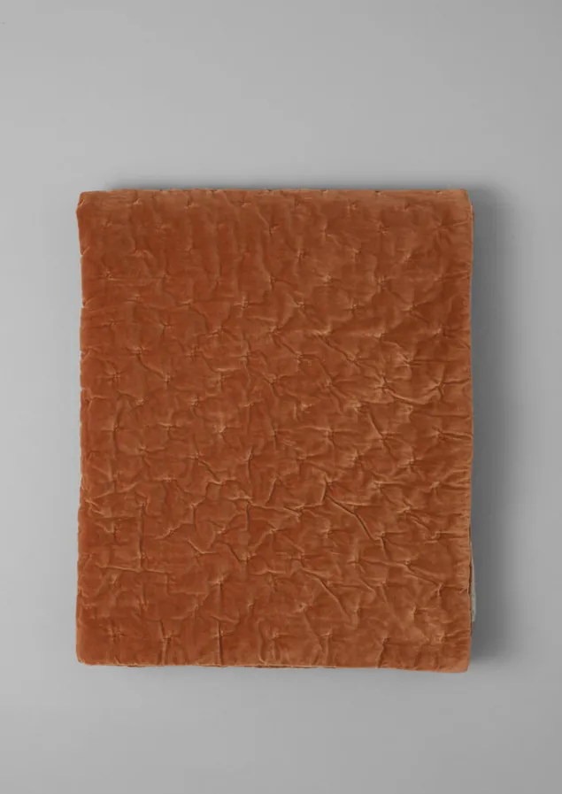 Textiles | Blankets & Throws-TOAST Hand Quilted Velvet Throw SoftGinger/Natural