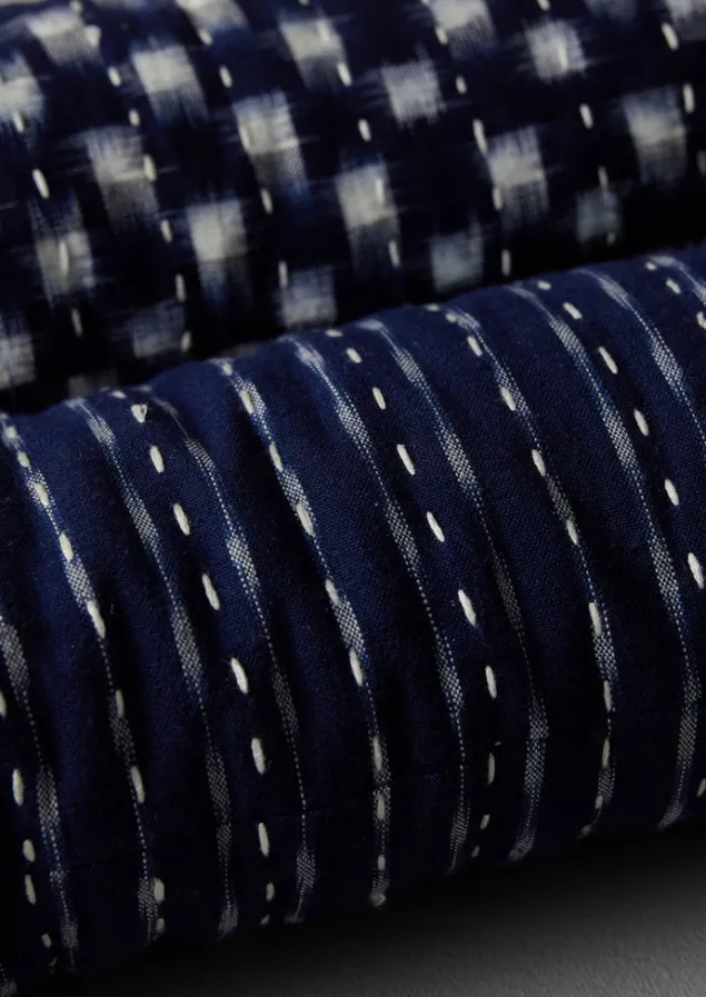 hand_woven_ikat_cotton_draught_excluder_4.webp Textiles | Cushions & Covers-TOAST Hand Woven Ikat Cotton Draught Excluder MidnightCheck