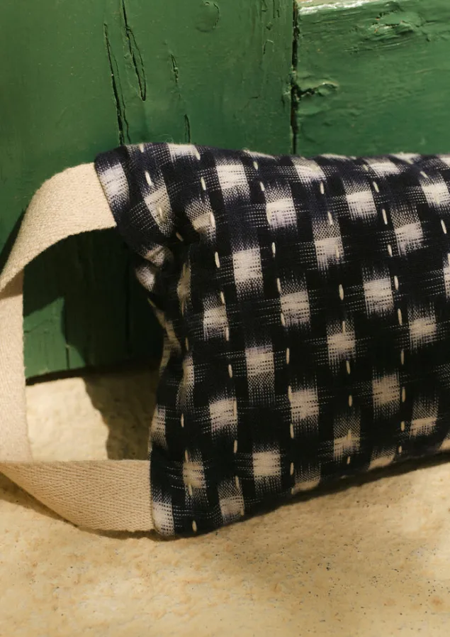 hand_woven_ikat_cotton_draught_excluder_7.webp Textiles | Cushions & Covers-TOAST Hand Woven Ikat Cotton Draught Excluder MidnightCheck