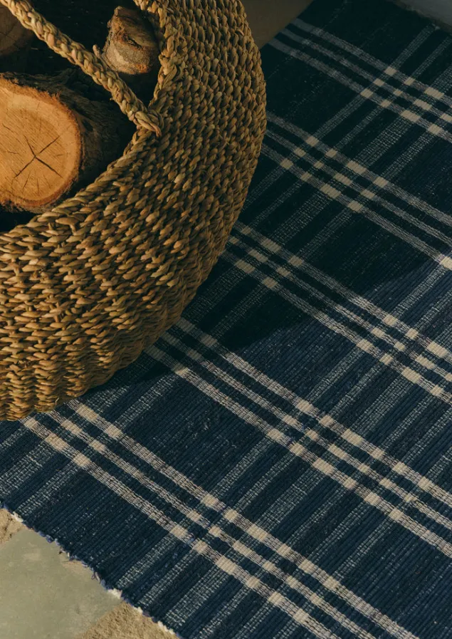 Textiles | Rugs-TOAST Hand Woven Remnant Fabric Rag Rug MixedBlues