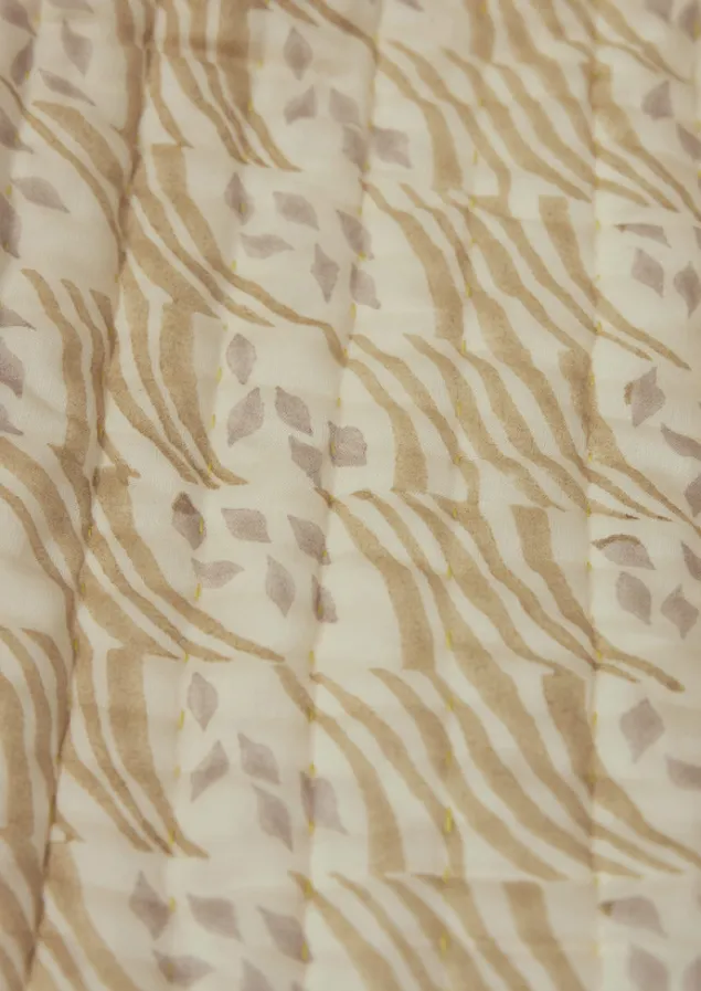 harvest_block_print_cotton_quilt_5.webp Textiles | Blankets & Throws-TOAST Harvest Block Print Cotton Quilt Sand/Hellebore