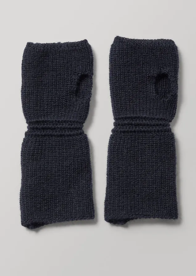 Hats, Scarves & Gloves-TOAST Heimat Wool Fingerless Gloves Ink