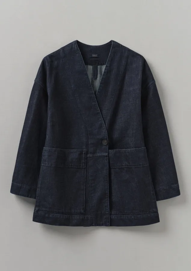 Denim | Coats & Jackets-TOAST Denim Wrap Jacket Indigo