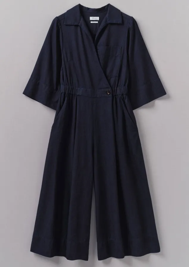 Jumpsuits | Trousers-TOAST Twill Culotte Jumpsuit Indigo