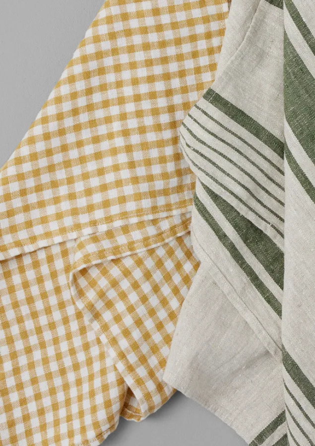 irregular_stripe_linen_tea_towel_4-1.webp Textiles | Aprons & Tea Towels-TOAST Irregular Stripe Linen Tea Towel Natural/Forest