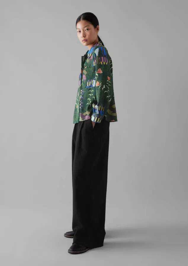 Shirts | Tops & Tees-TOAST Isobel Harvey Birds Print Baya Shirt OilGreen