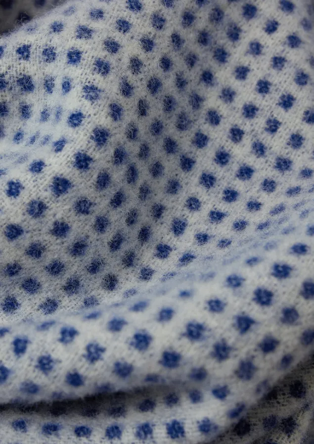 jacquard_dot_wool_blanket_5.webp Textiles | Blankets & Throws-TOAST Jacquard Dot Wool Blanket Midnight/Ecru