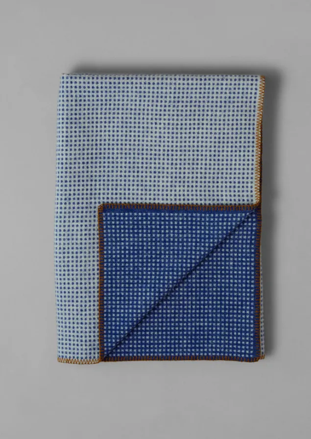 jacquard_dot_wool_blanket_7-1.webp Textiles | Blankets & Throws-TOAST Jacquard Dot Wool Blanket Midnight/Ecru