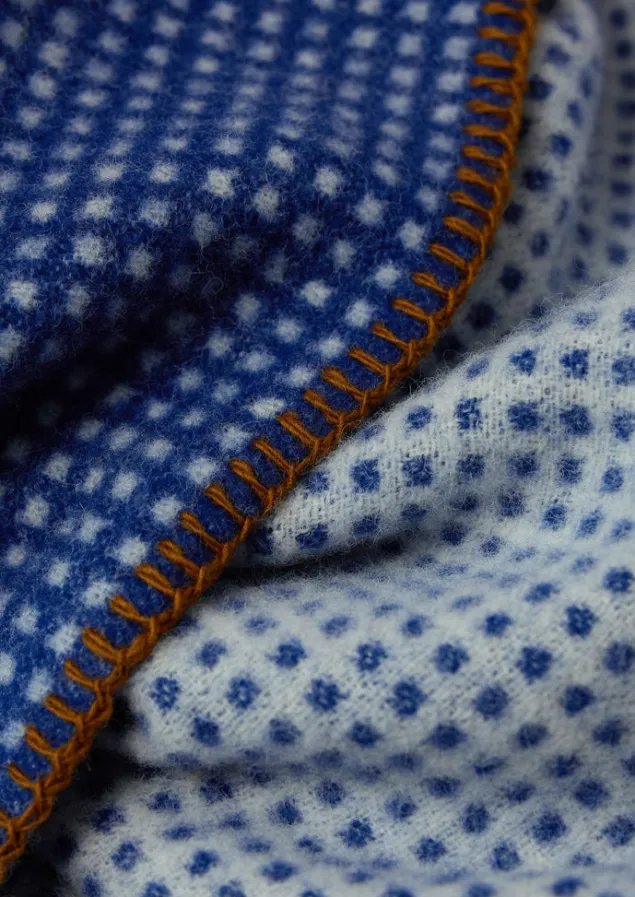 jacquard_dot_wool_blanket_8.webp Textiles | Blankets & Throws-TOAST Jacquard Dot Wool Blanket Midnight/Ecru