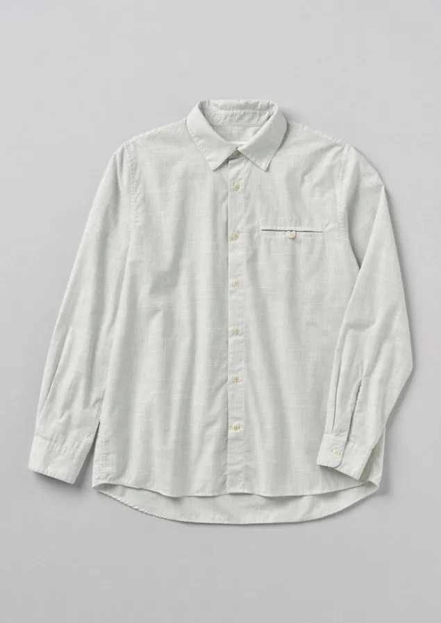 Shirts-TOAST Jet Pocket Fine Stripe Cotton Shirt Ecru/Charcoal