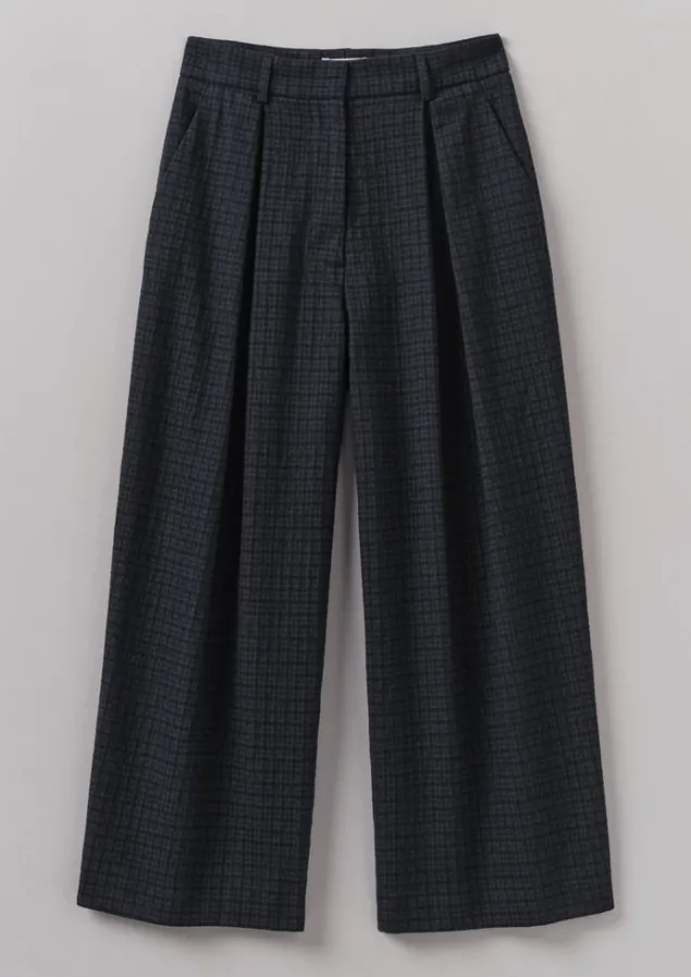 Trousers-TOAST Jude Check Wool Trousers SlateBlue