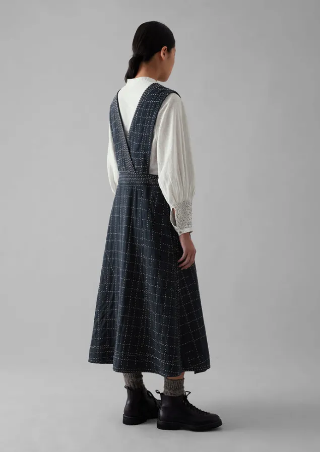 kantha_stitched_wrap_pinafore_dress_7.webp Dresses-TOAST Kantha Stitched Wrap Pinafore Dress Anthracite