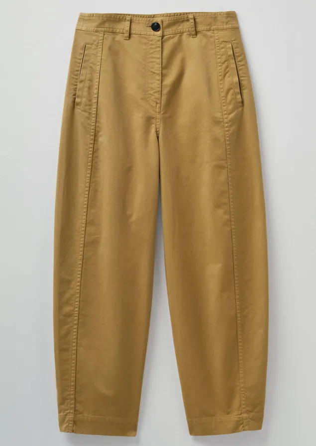 Trousers-TOAST Kathe Flat Front Cotton Twill Trousers Harvest