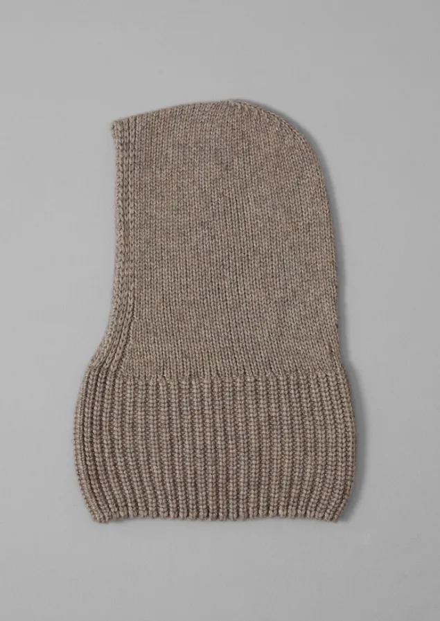Hats, Scarves & Gloves-TOAST Knitted Cotton Merino Hood DarkPebble