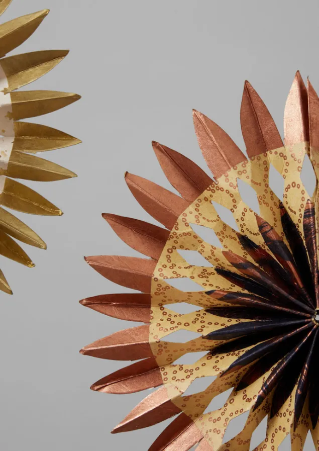 large_dip_dyed_lokta_paper_rosette_set_5.webp Christmas Decorations-TOAST Large Dip Dyed Lokta Paper Rosette Set Multi