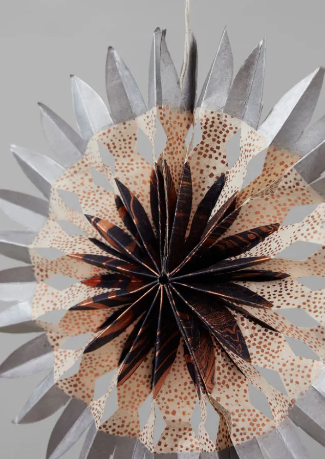 large_dip_dyed_lokta_paper_rosette_set_6.webp Christmas Decorations-TOAST Large Dip Dyed Lokta Paper Rosette Set Multi