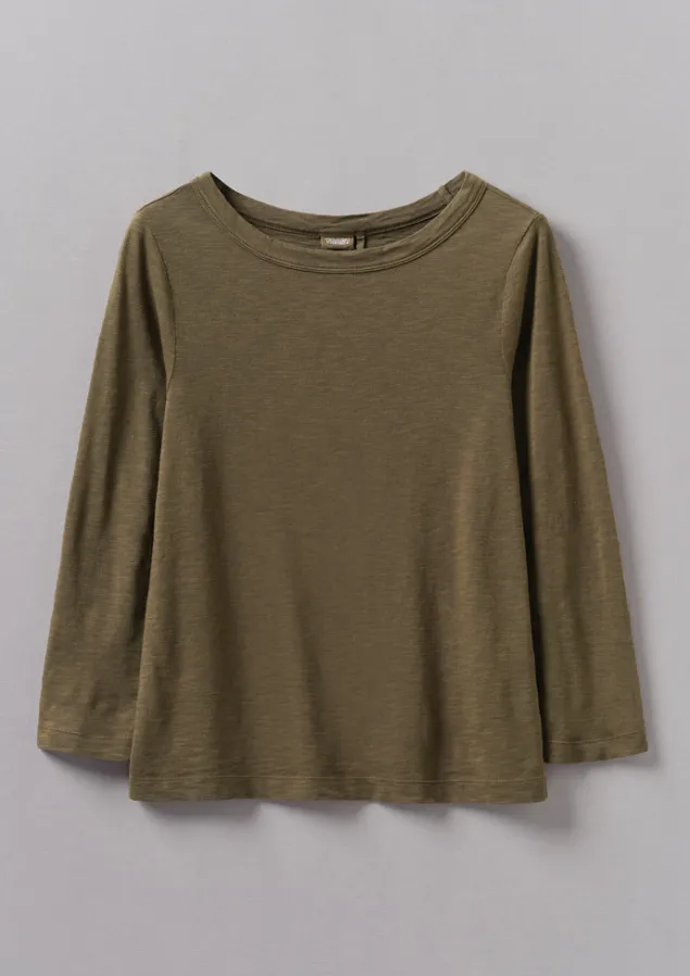 Jersey | Tops & Tees-TOAST Lia Garment Dyed Boat Neck Tee Olive