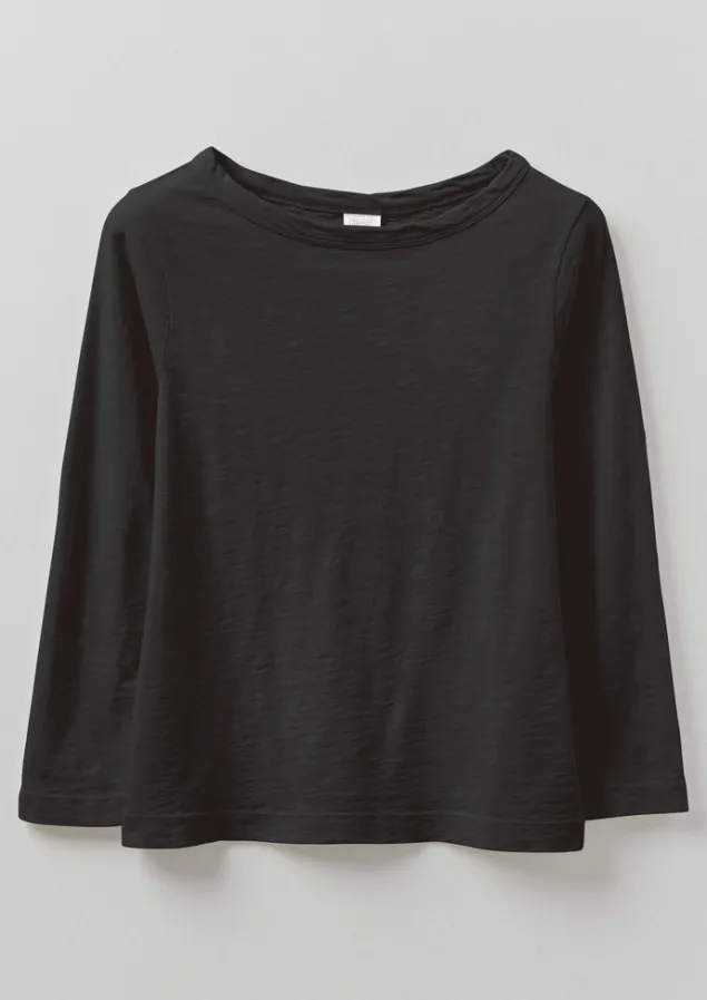Jersey | Tops & Tees-TOAST Lia Garment Dyed Boat Neck Tee CarbonBlack