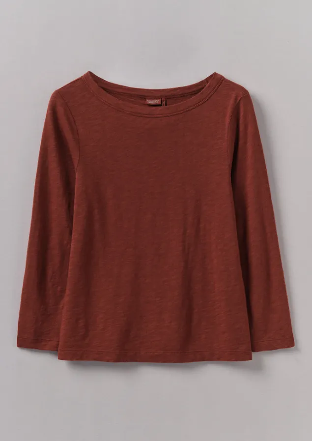 Jersey | Tops & Tees-TOAST Lia Garment Dyed Boat Neck Tee BraeburnRed