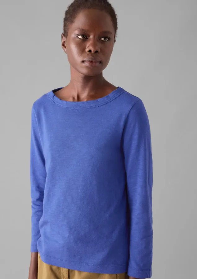 Jersey | Tops & Tees-TOAST Lia Garment Dyed Boat Neck Tee Cobalt