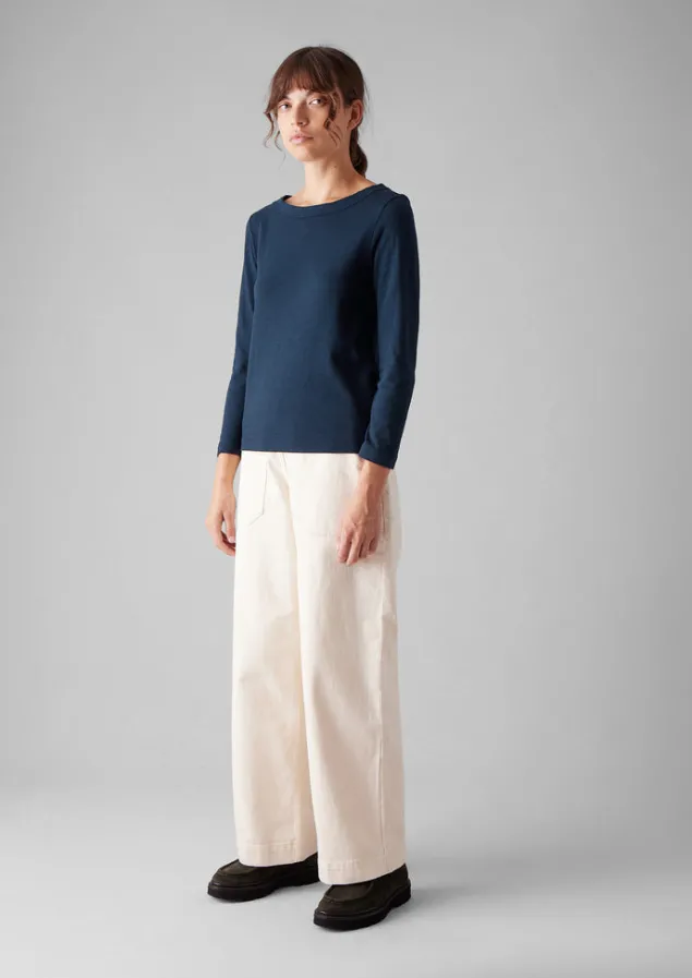 lia_garment_dyed_boat_neck_tee_6-2.webp Jersey | Tops & Tees-TOAST Lia Garment Dyed Boat Neck Tee DarkNavy