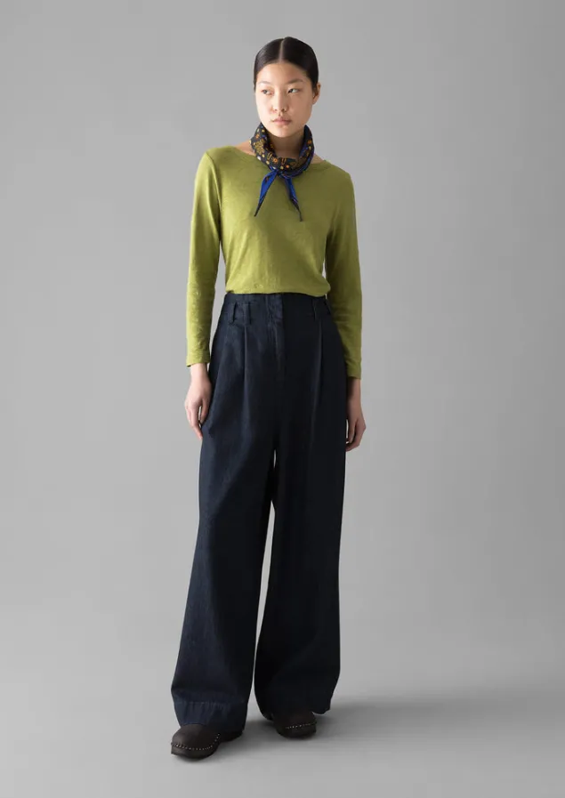 lia_garment_dyed_boat_neck_tee_7-3.webp Jersey | Tops & Tees-TOAST Lia Garment Dyed Boat Neck Tee WoodbineGreen