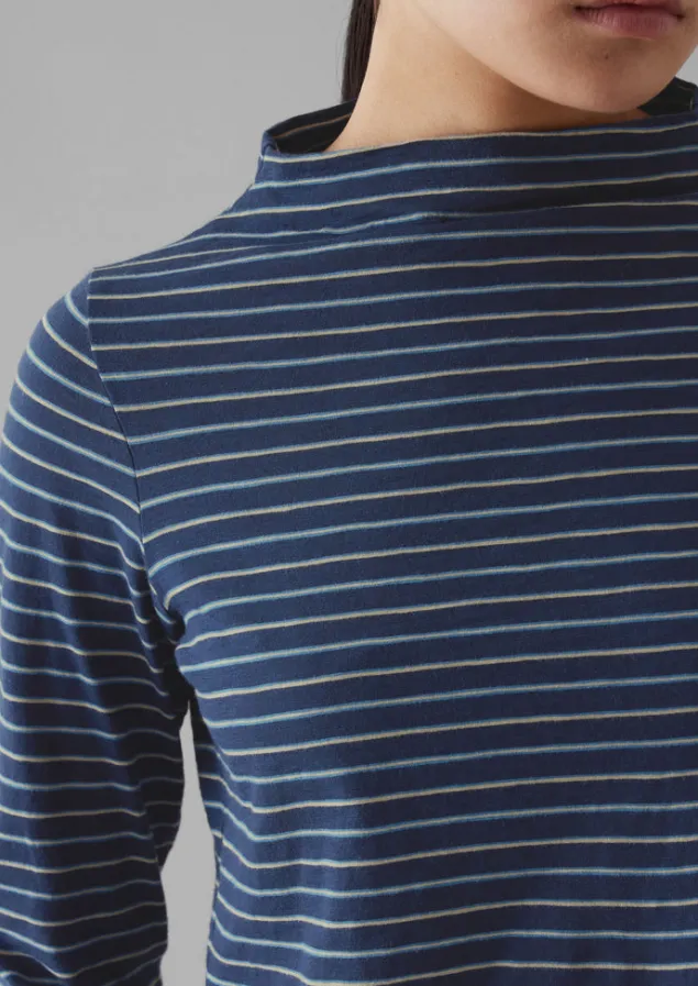 light_stripe_cotton_slub_tee_2.webp Jersey | Tops & Tees-TOAST Light Stripe Cotton Slub Tee NileBlue