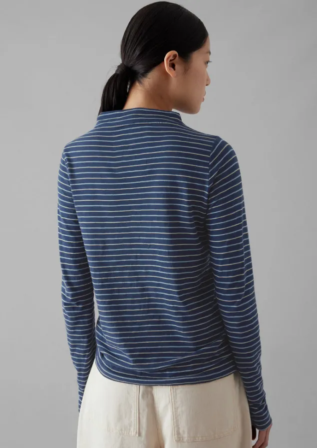 light_stripe_cotton_slub_tee_4.webp Jersey | Tops & Tees-TOAST Light Stripe Cotton Slub Tee NileBlue