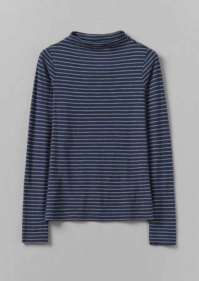 light_stripe_cotton_slub_tee_5.webp Jersey | Tops & Tees-TOAST Light Stripe Cotton Slub Tee NileBlue
