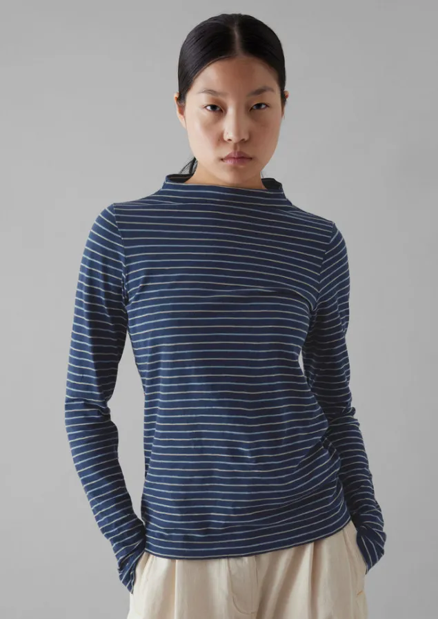 light_stripe_cotton_slub_tee_8.webp Jersey | Tops & Tees-TOAST Light Stripe Cotton Slub Tee NileBlue