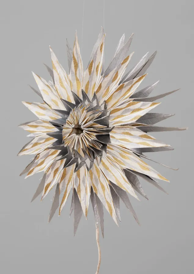 lokta_paper_star_tree_topper_3.webp Christmas Decorations-TOAST Lokta Paper Star Tree Topper Silver/Gold