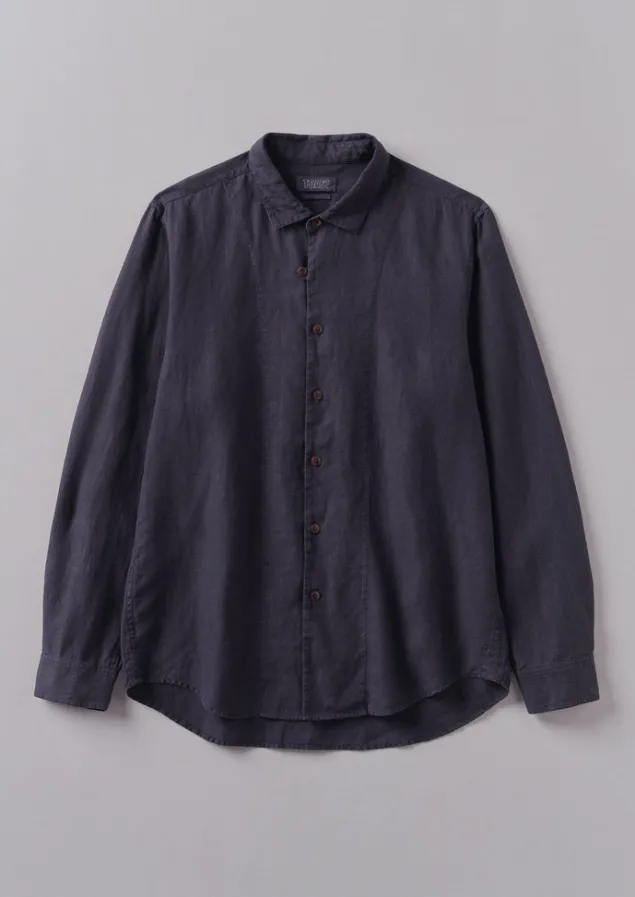 Shirts-TOAST Loop Button Linen Shirt Slate