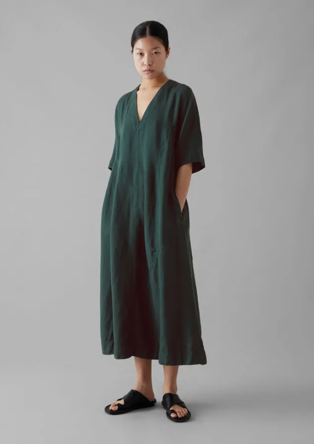 Linen | Dresses-TOAST Lyocell Linen Herringbone Panel Dress Scarab